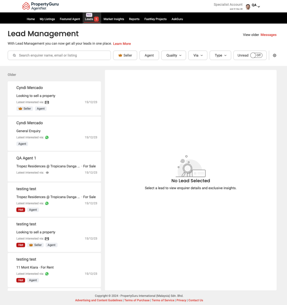 Lead Management Getting Started PropertyGuru